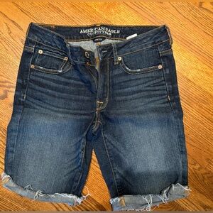 American Eagle Indigo Stretch Denim Skinny Bermuda Shorts Size 6 New